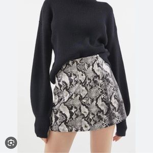 UO Snakeskin Button-Up Mini Skirt